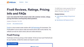 Five9 Reviews, Ratings, Pricing Info and FAQs - The SMB Guide