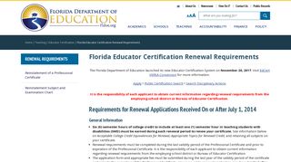 Florida Educator Certification Renewal Requirements