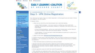Early Learning Coalition - Step 3 - VPK Online Registration