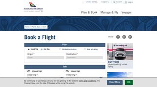 Book a Flight - South African Airways