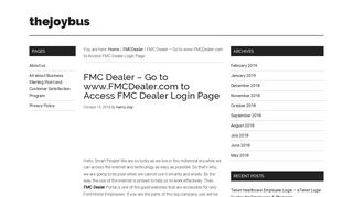 FMC Dealer – Go to www.FMCDealer.com to Access FMC Dealer ...