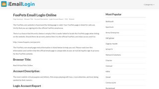 FooPets Email Login Page URL 2018 | iEmailLogin