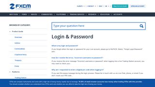Login & Password - FXCM Support