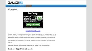 Fortebet Login Uganda - Registration (sign up) - fixture today & ug app