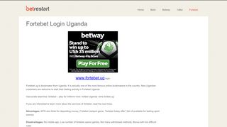 Fortebet ug Registration - Login from Uganda - App / Fixture Today