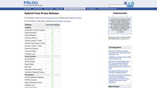 Submit Free Press Release - PRLog