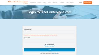 Login to FreeConference.com | Free Web Conference Calling