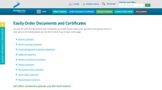 FirstService Residential - Order Documents & Certificates