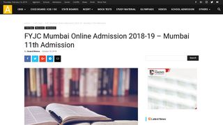 FYJC Mumbai Online Admission 2018-19 – Mumbai 11th Admission ...