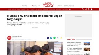 Mumbai FYJC final merit list declared: Log on to fyjc.org.in ...
