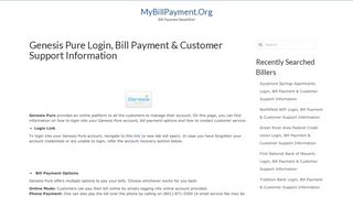 Genesis Pure Login, Bill Payment & Customer Support Information