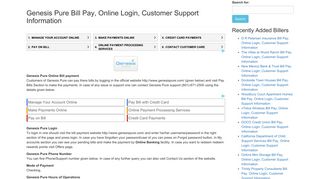 Genesis Pure Bill Pay, Online Login, Customer Support Information