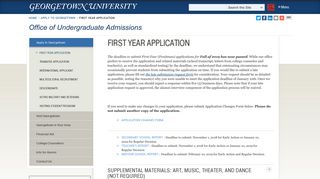 First Year Application - Georgetown Admissions - Georgetown University