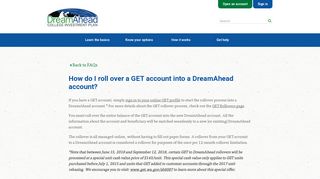 How do I roll over a GET account into a DreamAhead account ...