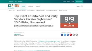Top Event Entertainers and Party Vendors Receive GigMasters' 2010 ...