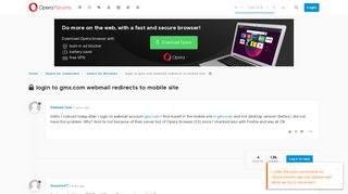 login to gmx.com webmail redirects to mobile site | Opera forums