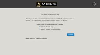 GoArmyEd: User Name and Password Help