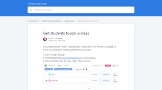 Get students to join a class - Formative Help Center - GoFormative