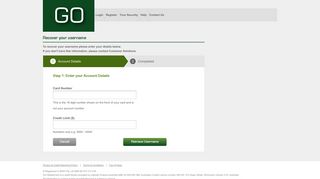 Forgot your username? - GO MasterCard Online Service Centre