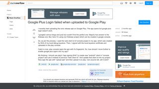 Google Plus Login failed when uploaded to Google Play - Stack Overflow
