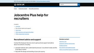 Jobcentre Plus help for recruiters: Recruitment advice and ... - Gov.uk