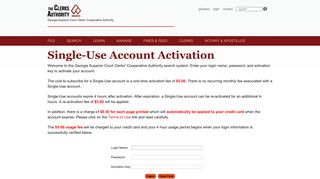 GSCCCA.org - Single-Use Account Activation