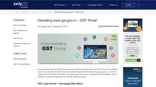 www.gst.gov.in - GST Portal | Website by Government of India | earlyGST