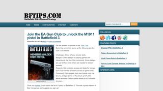 Join the EA Gun Club to unlock the M1911 pistol in Battlefield 3