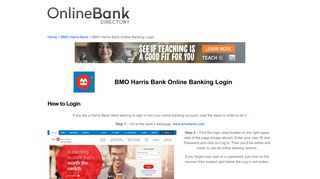 BMO Harris Bank Online Banking Login - Online Bank Directory