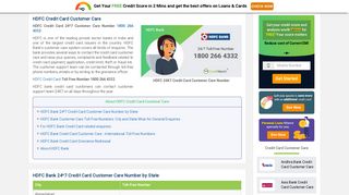 HDFC Bank Credit Card Customer Care Number: 24x7 - CreditMantri
