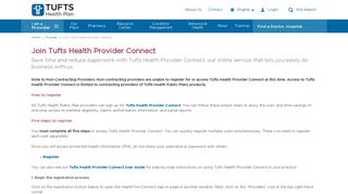Join Tufts Health Provider Connect | Provider | Tufts Health Plan