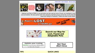 Helping Lost Pets, Find cats dogs found pets missing