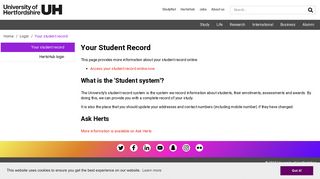 University of Hertfordshire | Your Student Record