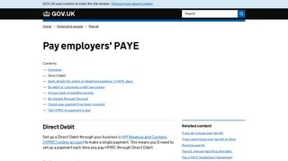 Pay employers' PAYE: Direct Debit - GOV.UK