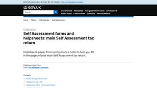 Self Assessment forms and helpsheets: main Self ... - Gov.uk