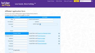 Affiliate Sign-up - Holiday Extras
