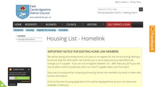 Housing List - Homelink | East Cambridgeshire District Council