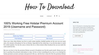 100% Working Free Hotstar Premium Account 2019 (Username and ...