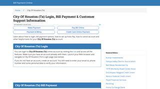 City Of Houston (Tx) Login, Bill Payment & Customer Support ...