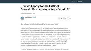 How do I apply for the HrBlock Emerald Card Advance line of credit??