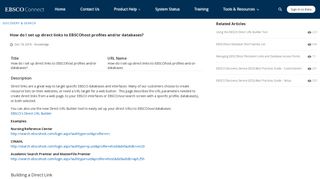 How do I set up direct links to EBSCOhost profiles and/or databases?