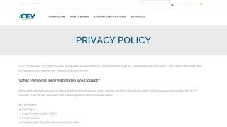 Privacy Policy :: iCEV Online