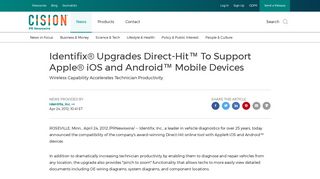 Identifix® Upgrades Direct-Hit™ To Support Apple® iOS and Android ...