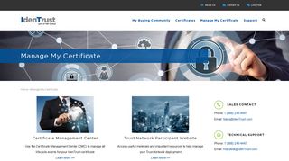 Manage My Certificate | IdenTrust