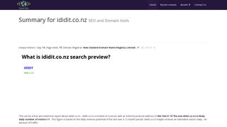 ididit.co.nz Review SEO, Worth, Html, IP and DNS reports & Analysis
