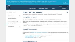 Regulatory information | IG Group