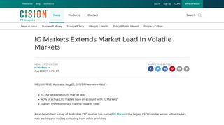 IG Markets Extends Market Lead in Volatile Markets - PR Newswire