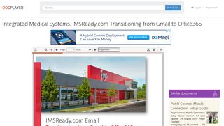 Integrated Medical Systems. IMSReady.com Transitioning from ...