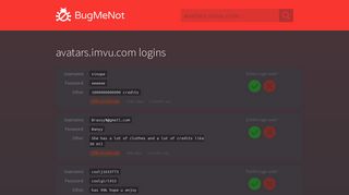 avatars.imvu.com passwords - BugMeNot