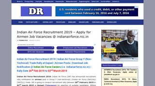 Indian Air Force Recruitment 2019 - Apply Online for Airmen Job ...